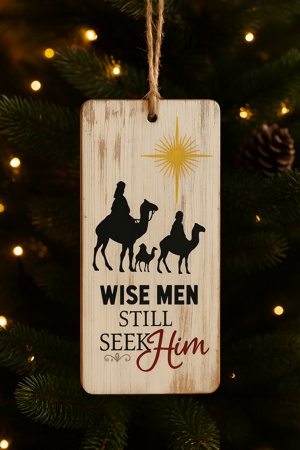 Wise Men Still Seek Him – Rustic Hanging Christmas Ornament