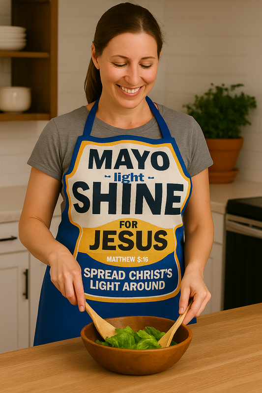 Mayo Light – Shine for Jesus Kitchen BBQ Apron (Matthew 5:16)