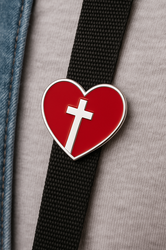 Red Heart Cross Pin – Faith in Love Collection