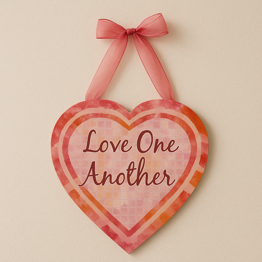 “Love One Another” Heart Hanging Sign – Christian Home Décor