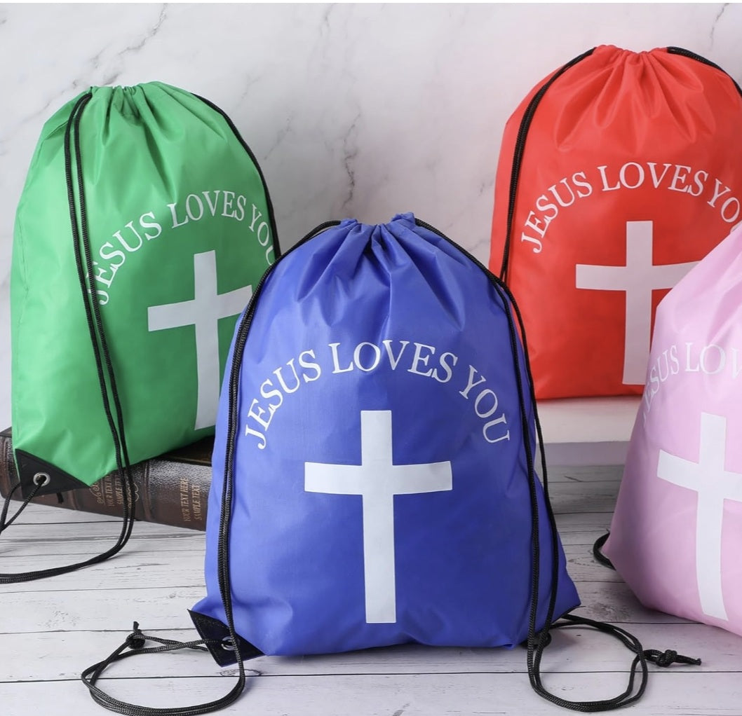 Christian Drawstring Backpack – Jesus Loves You