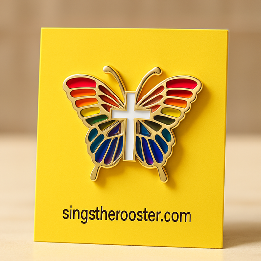 Colorful Butterfly Cross Pin