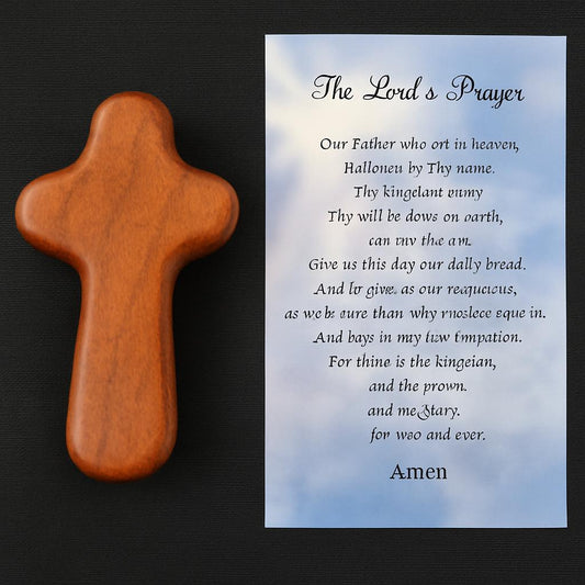 Holding Cross & Prayer Card