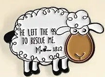 "He Left the 99 for Me" Matthew 18:12 Sheep Pin