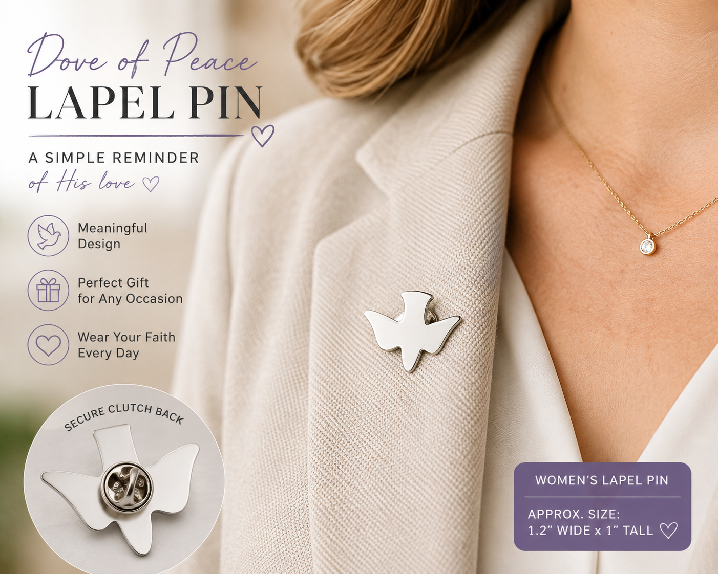 Dove of Peace Pin – Holy Spirit Symbol