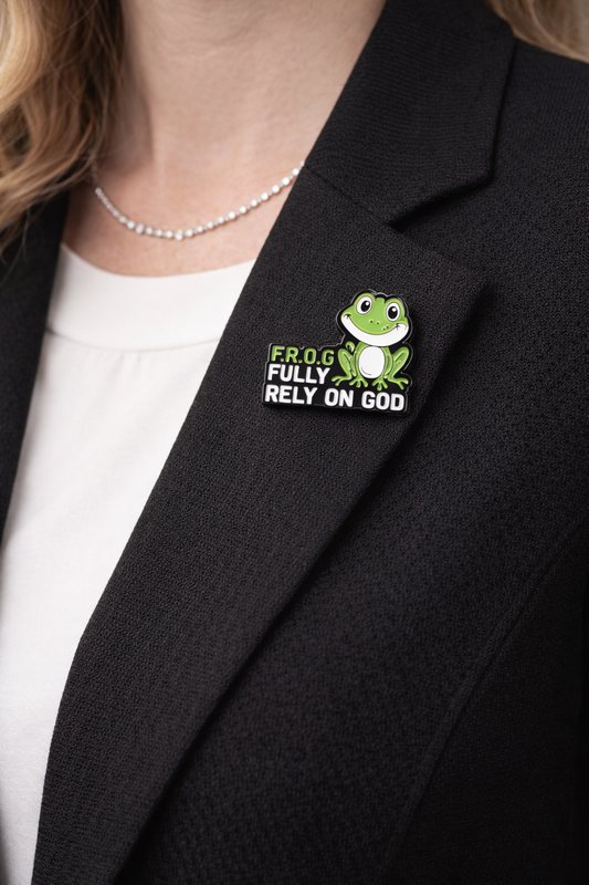 Fully Rely On God (F.R.O.G.) Christian Enamel Pin