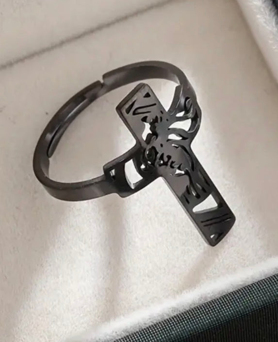 Title
Jesus Cross Ring • Modern Christian Faith Ring