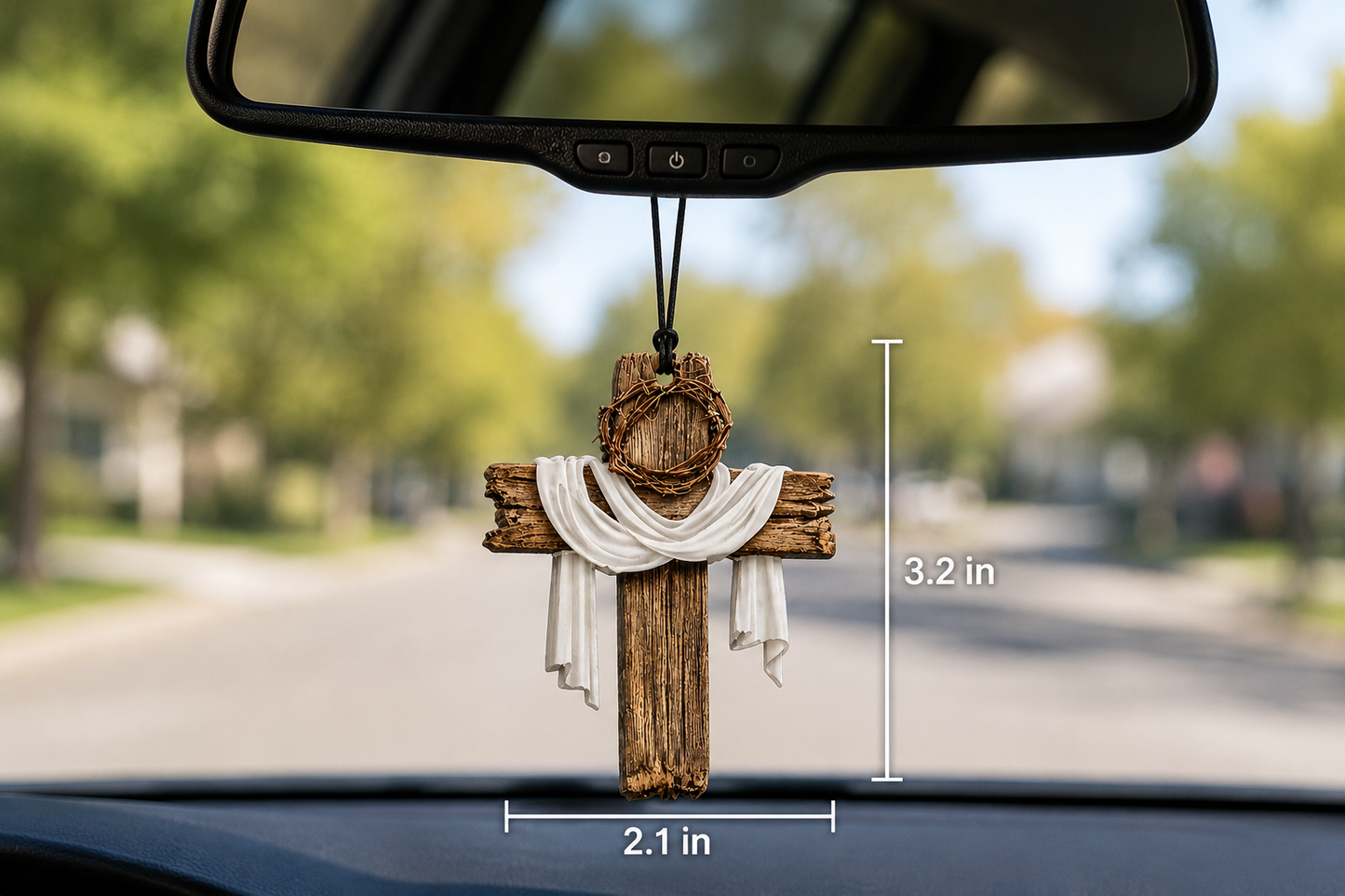 Rustic Cross Rearview Mirror Hanger