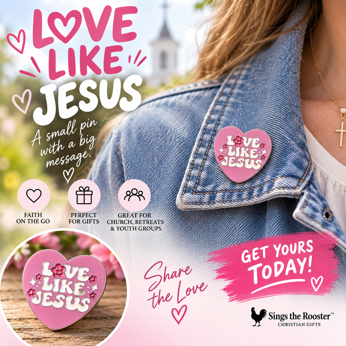 Love Like Jesus Heart Lapel Pin