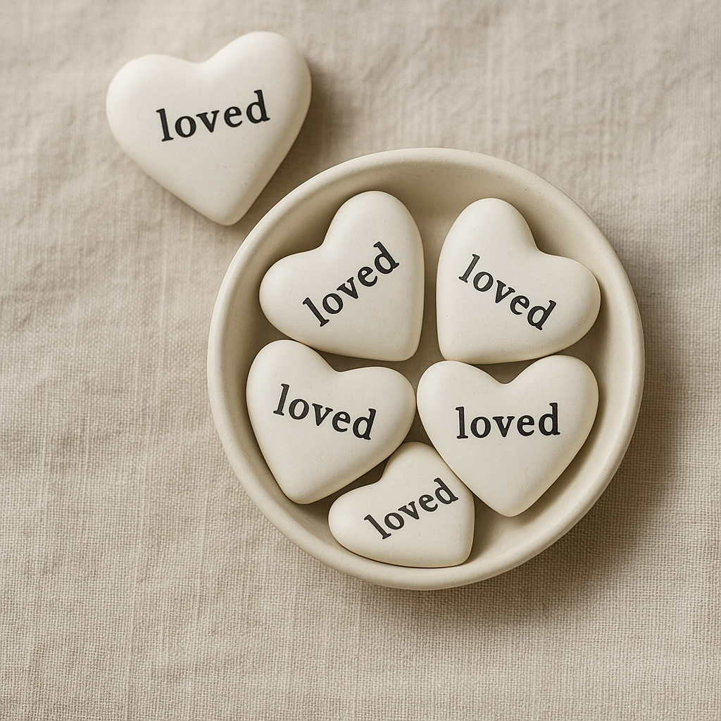 Ceramic Prayer Stone Heart – “Loved” Inspirational Gift