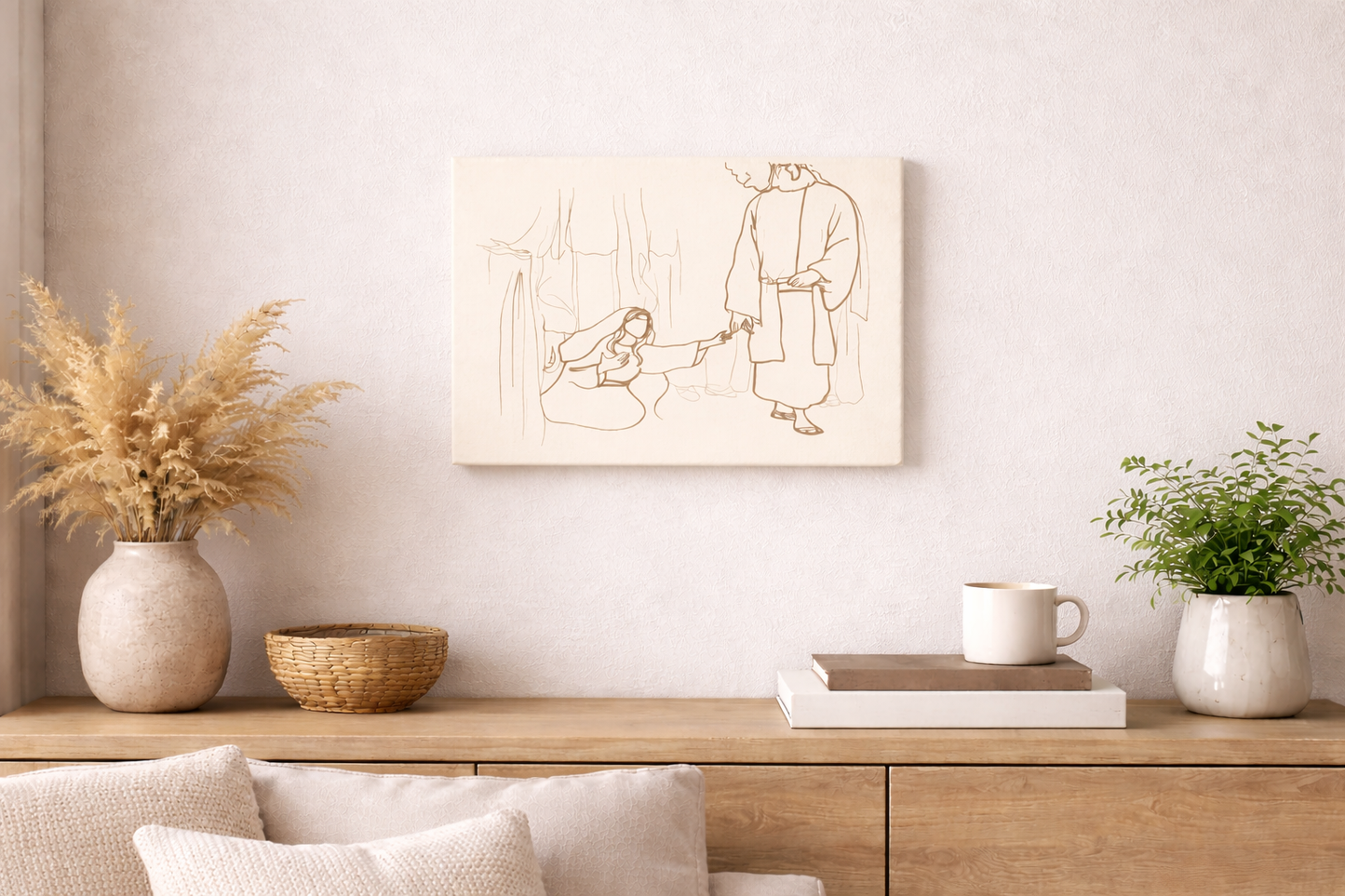 Jesus is within Your Reach – Minimalist Christian Line Art Canvas Print (11" x 16")