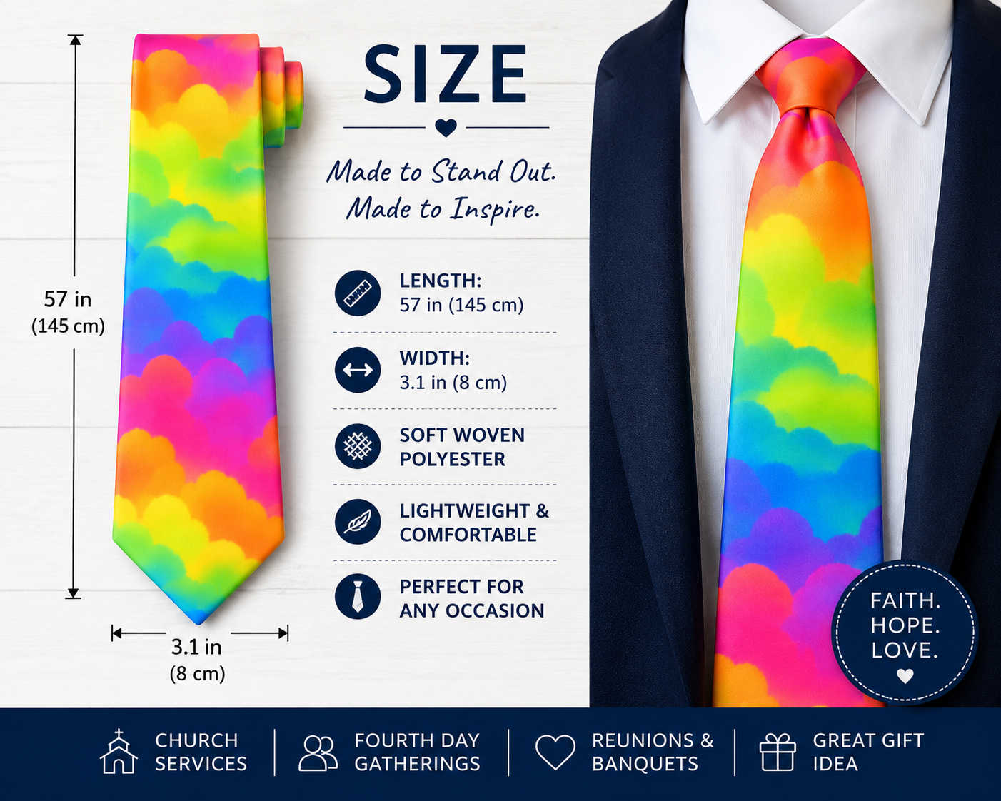 De Colores Rainbow Cloud Necktie