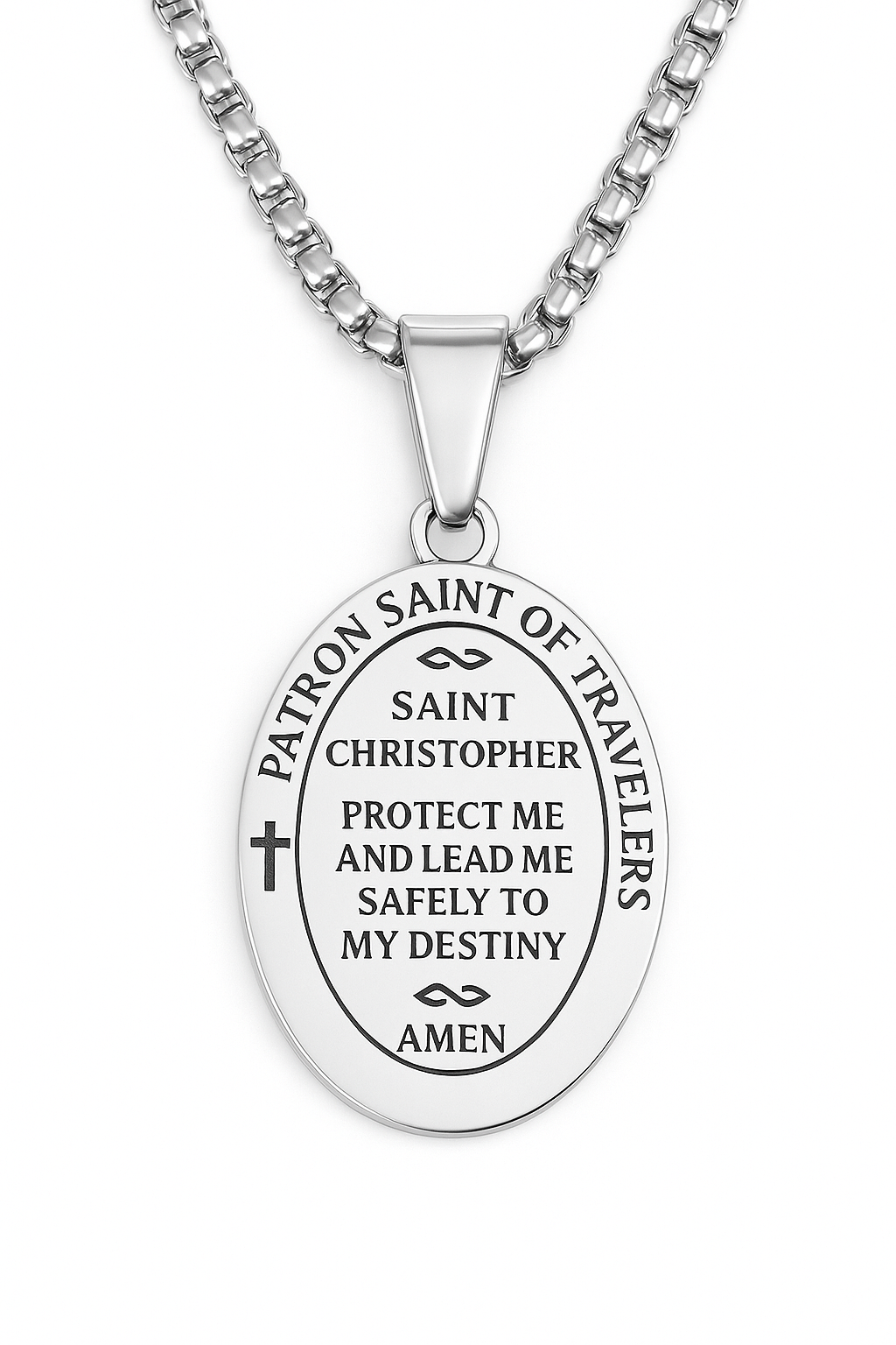 Saint Christopher Protect Us Medal Necklace