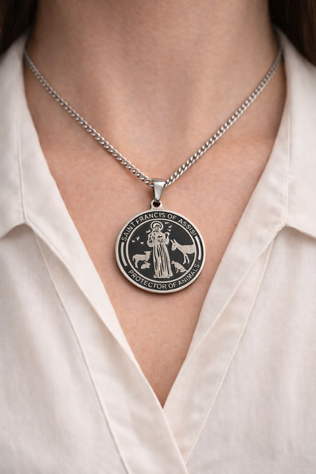 Saint Francis of Assisi Pendant Necklace - Protector of Animals