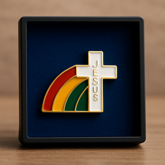 Vibrant Rainbow Cross Lapel Pin