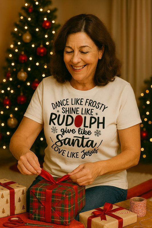 Dance Like Frosty, Shine Like Rudolph, Give Like Santa, Love Like Jesus - Shirt/Sweatshirt