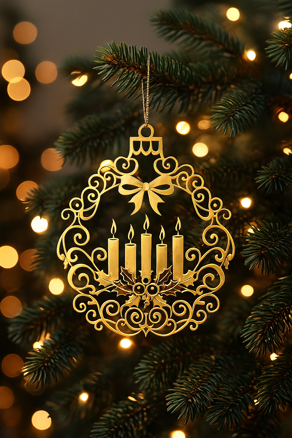 Gold Advent Candle Ornament – Faith-Inspired Christmas Décor
