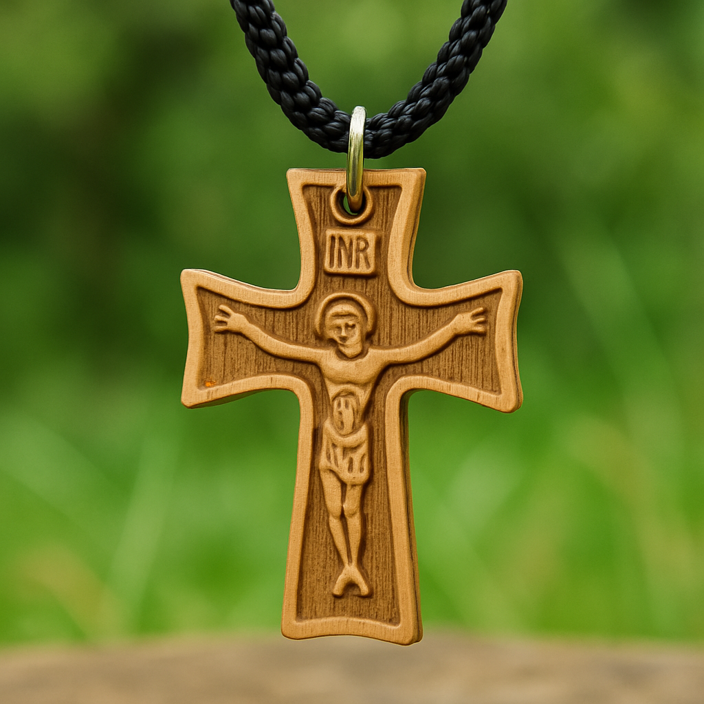 Wood Crucifix Necklace