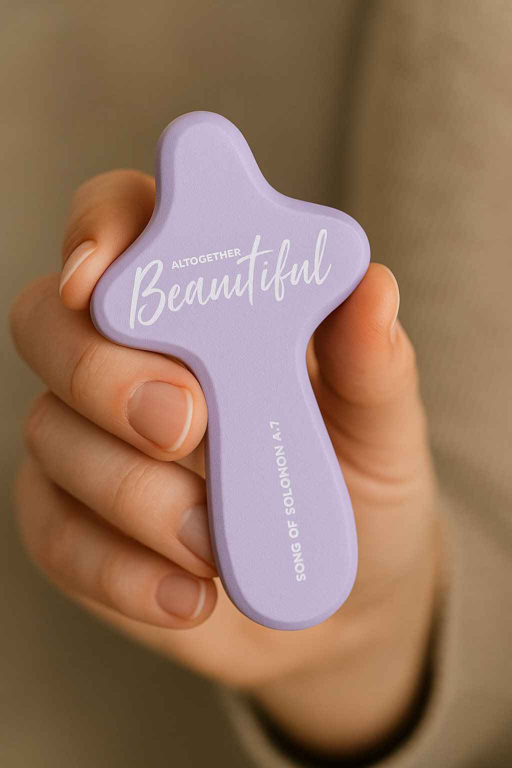 “Altogether Beautiful” Lavender Comfort Cross – Song of Solomon 4:7