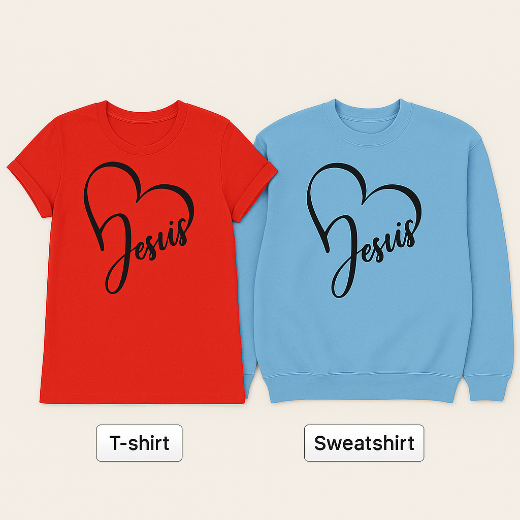 Jesus Heart Script T-Shirt/Sweatshirt...Faith & Love Collection