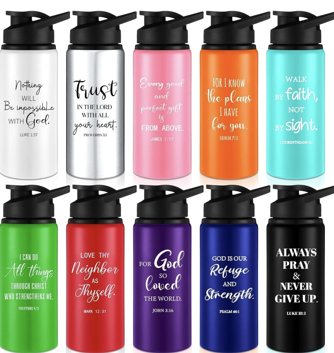 Bible Verse Water Bottle – Assorted Scriptures