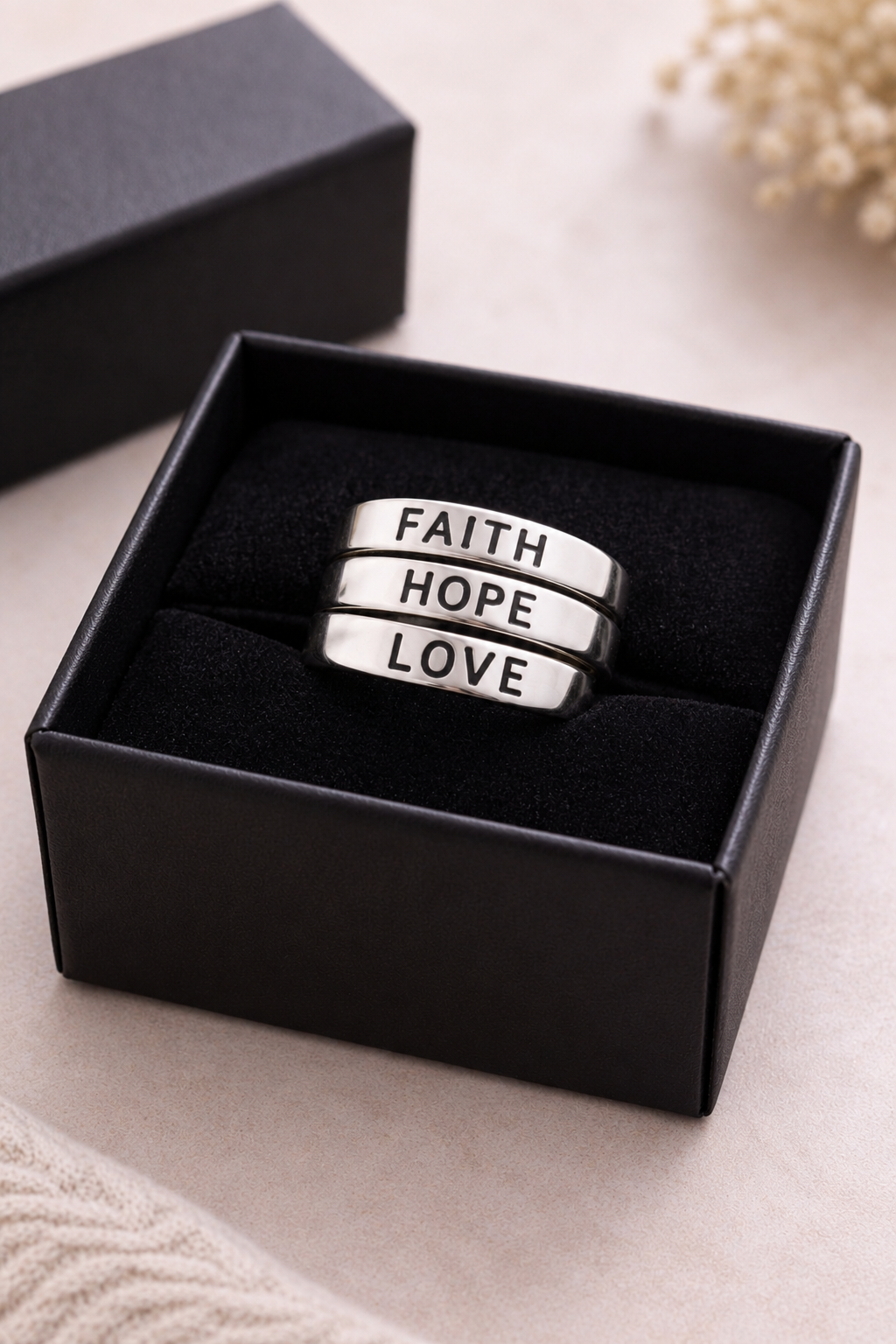 FAITH HOPE LOVE Coiled Ring