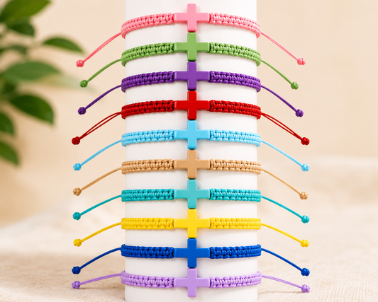 Adjustable Cross Cord Bracelet – Assorted Colors | Christian Friendship Bracelet