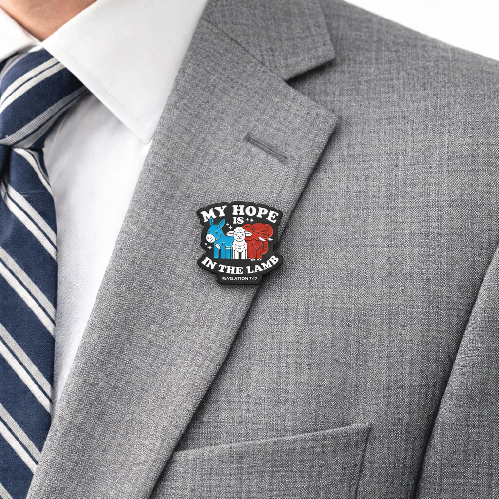 My Hope Is in the Lamb Enamel Pin – Revelation 7:17 Christian Lapel Pin