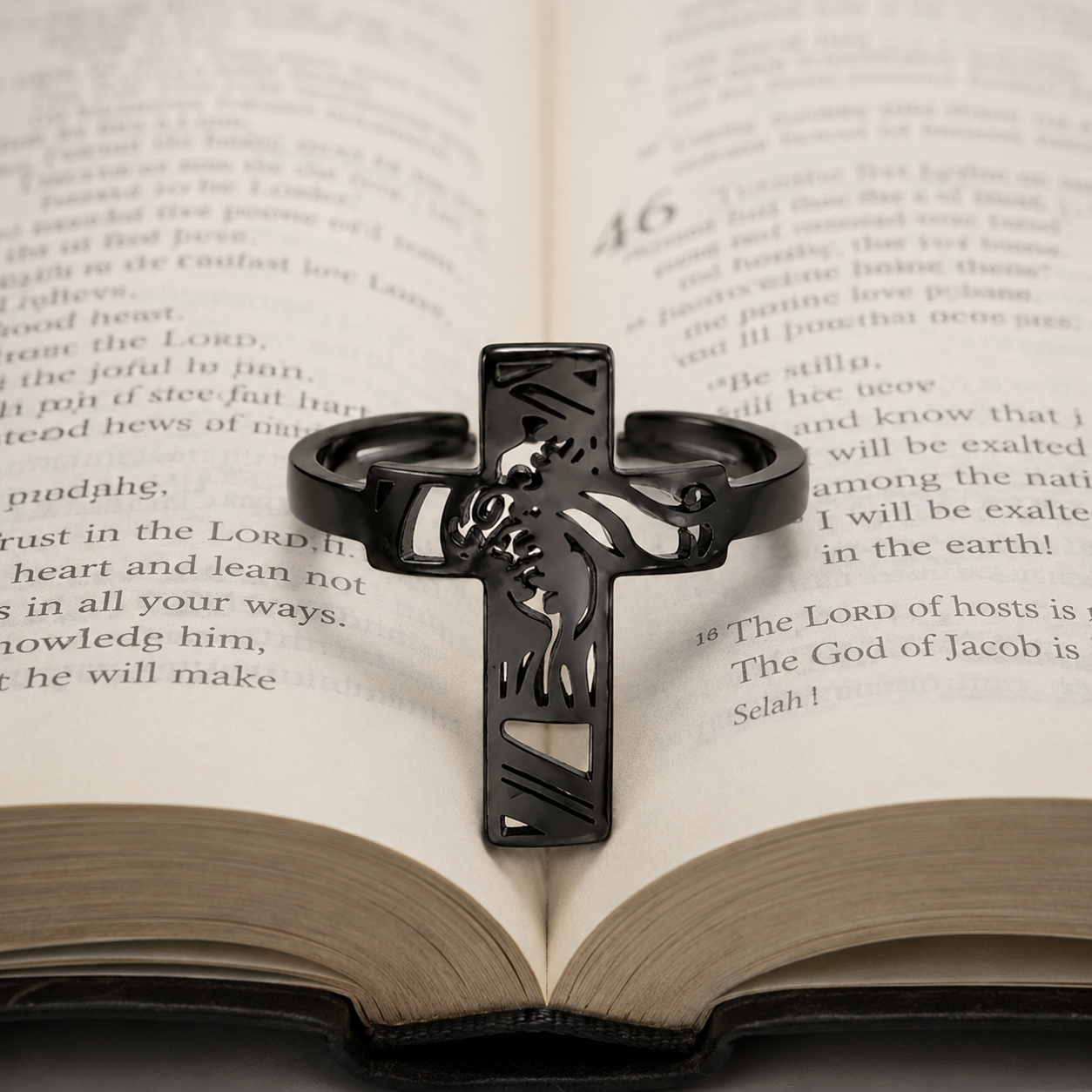 Title
Jesus Cross Ring • Modern Christian Faith Ring