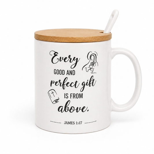 Scripture Mug with Lid & Spoon • Faith-Filled Morning Reminder