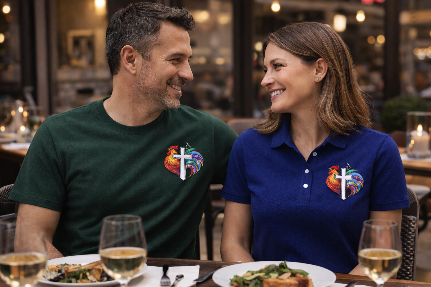 "De Colores Rooster Cross" - Premium Embroidered Christian Shirt