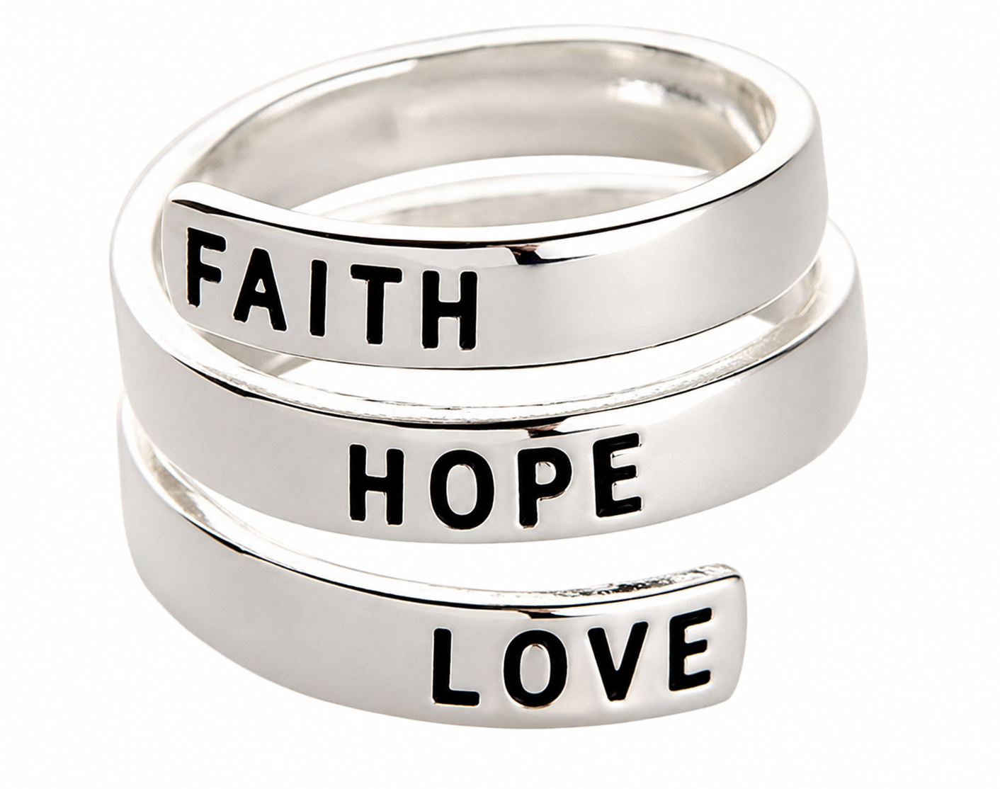 FAITH HOPE LOVE Coiled Ring