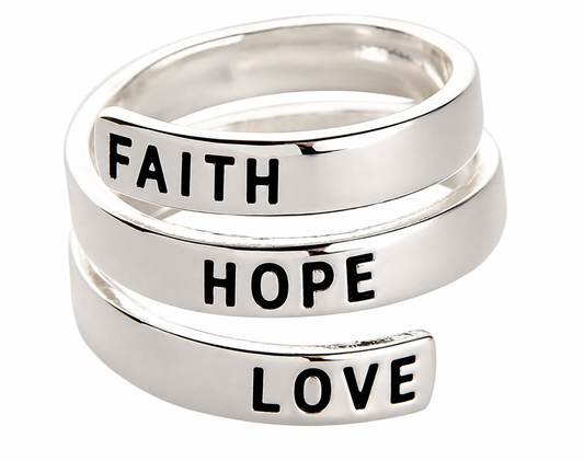 FAITH HOPE LOVE Coiled Ring