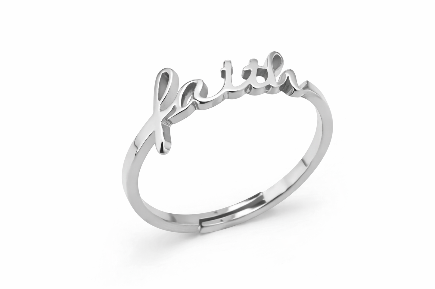 "Faith" Script Ring