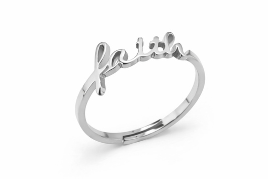 "Faith" Script Ring