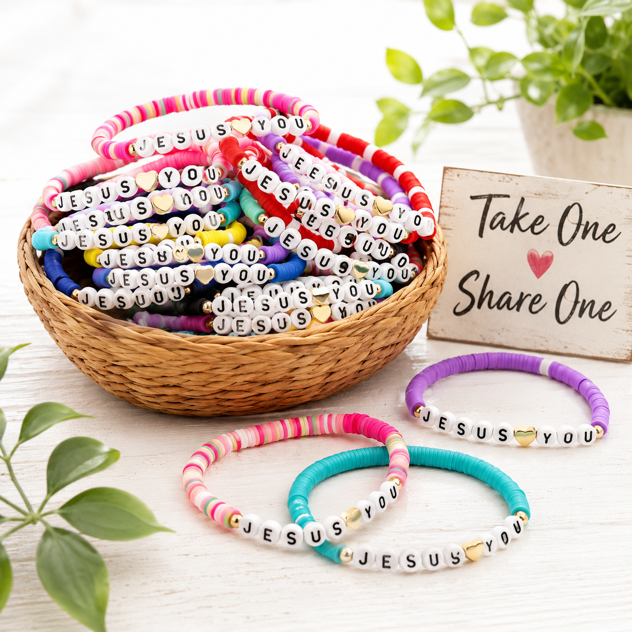 Jesus Loves You Colorful Christian Stretch Bracelets