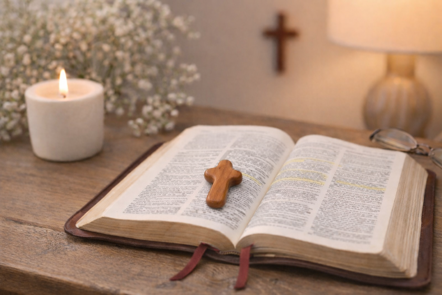 Holding Cross w/ Prayer Card