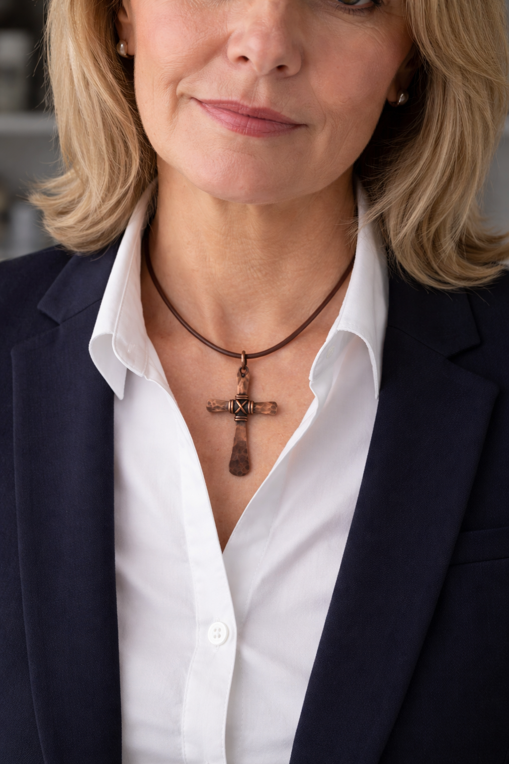 Hammered Copper Cross Necklace