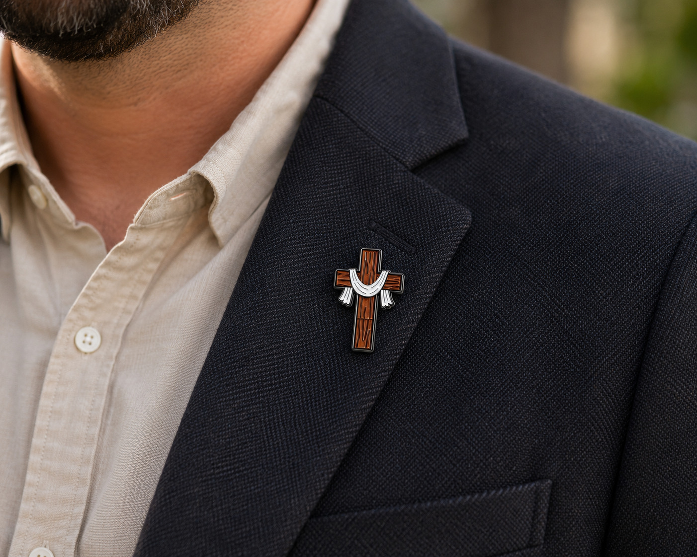 Draped Cross Enamel Pin | Empty Tomb Christian Resurrection Pin