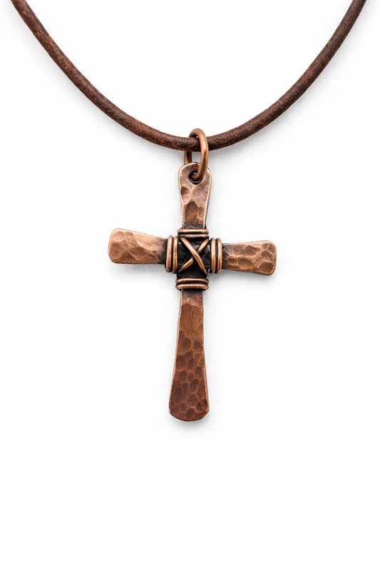 Hammered Copper Cross Necklace