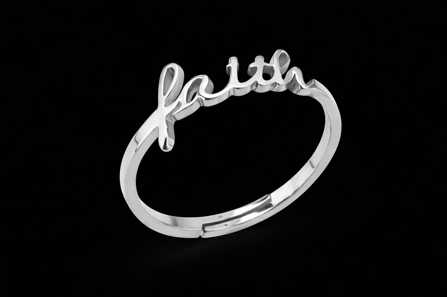 "Faith" Script Ring