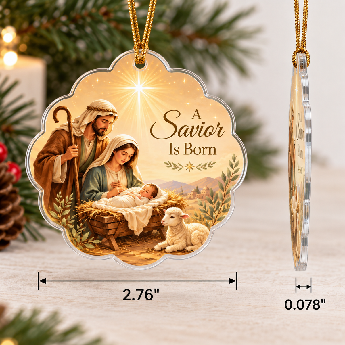 A Savior Is Born Nativity Christmas Ornament