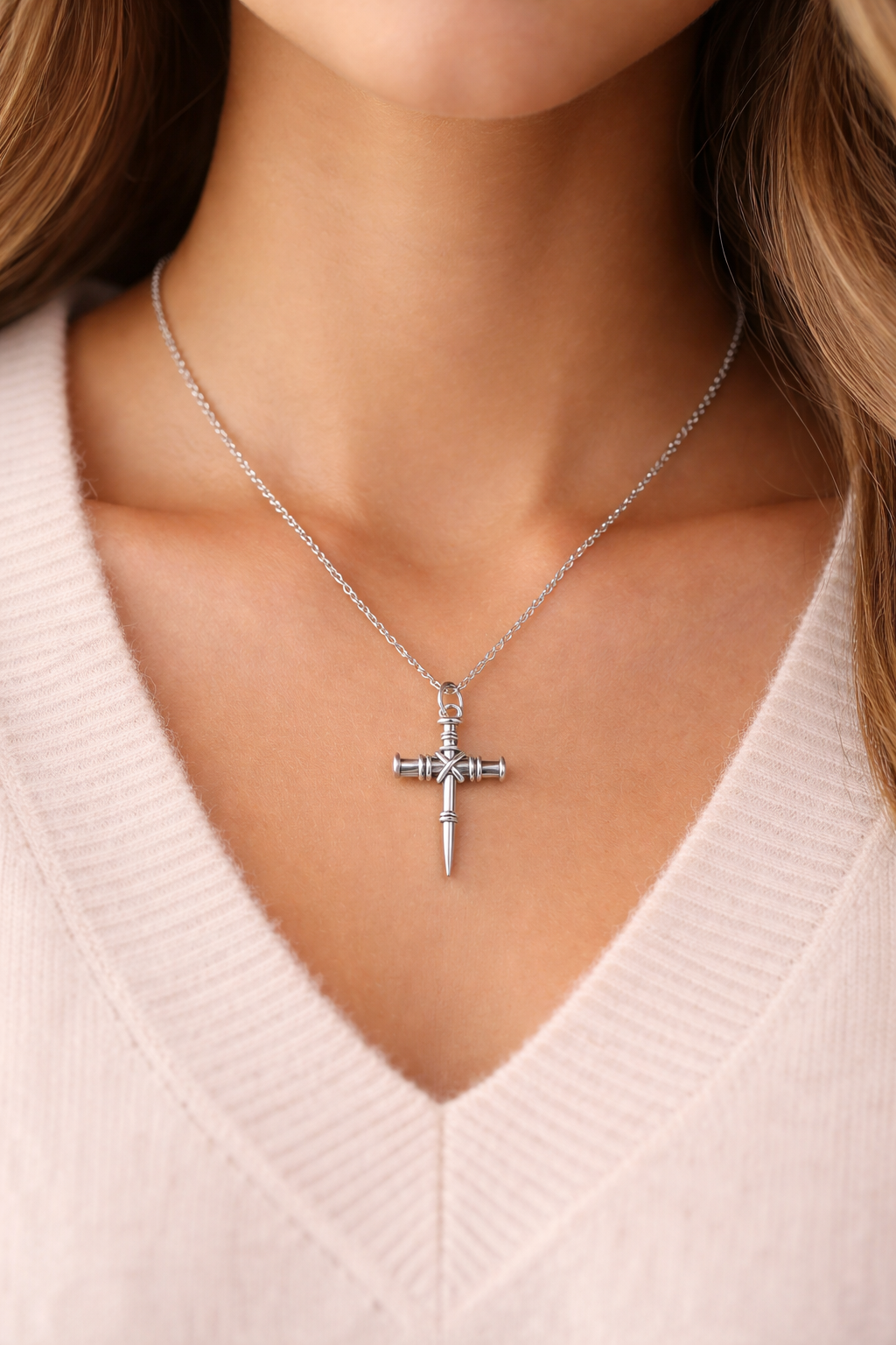 Three-Nail Cross Pendant Necklace - Christian Jewelry