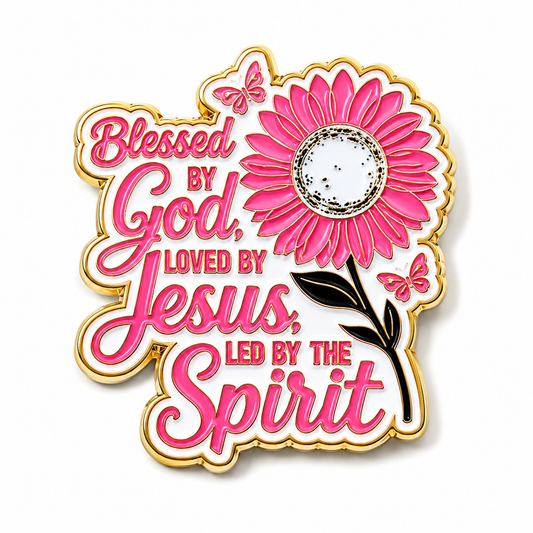 Blessed by God Enamel Pin | Christian Floral Faith Lapel Pin