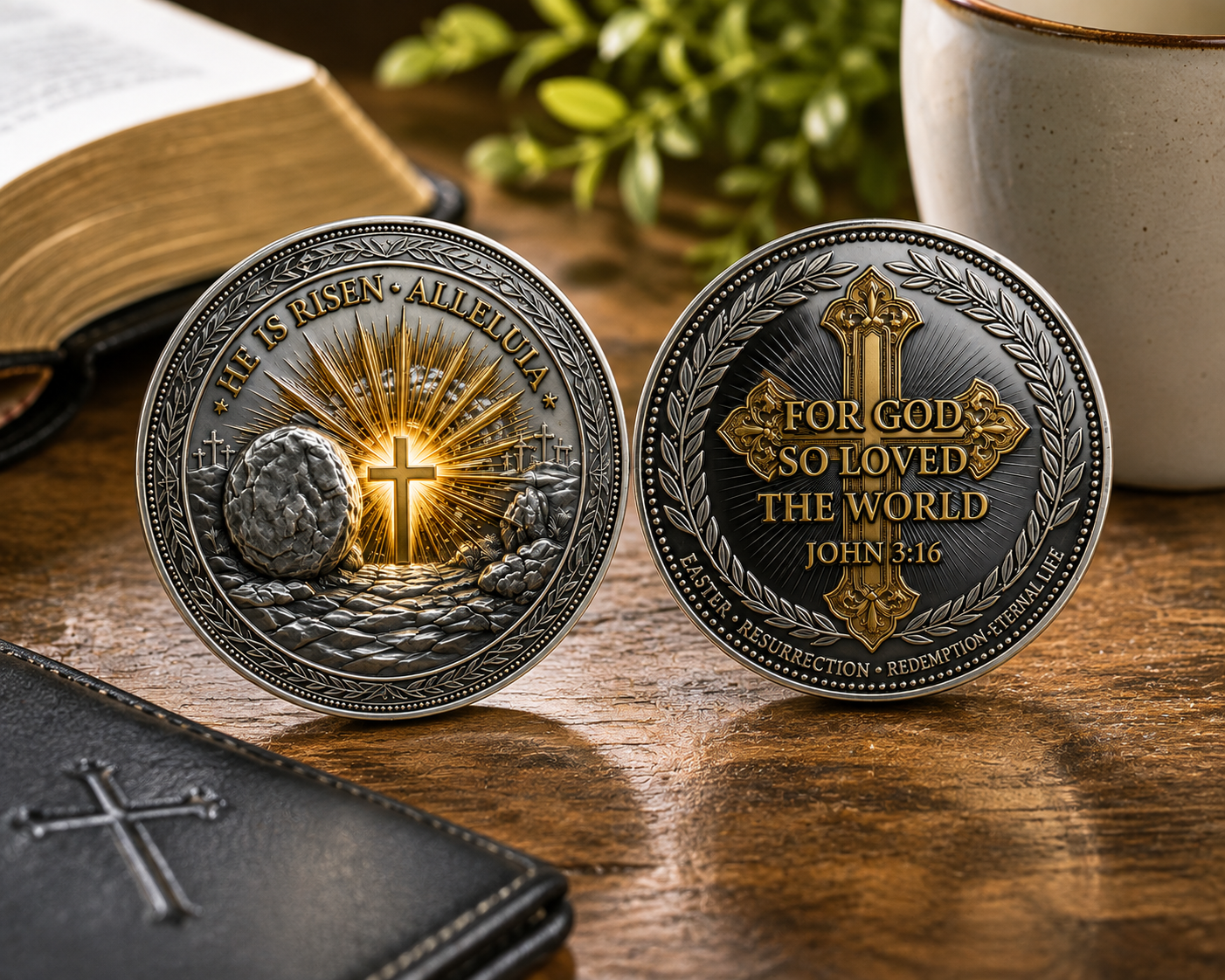 He Is Risen Easter Faith Coin
