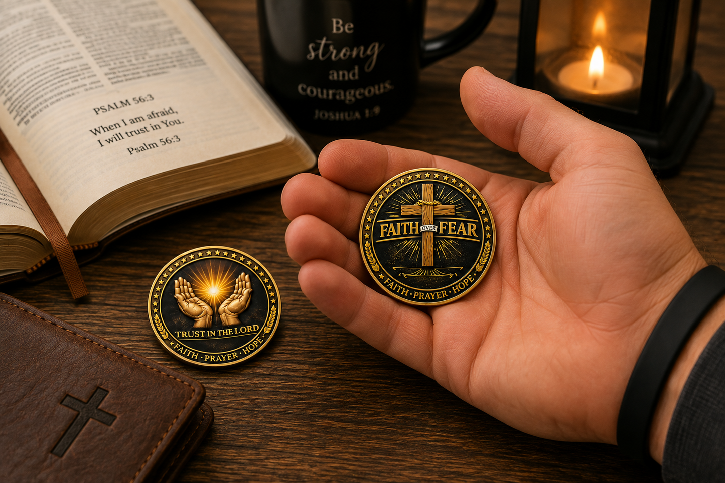 Faith Over Fear Christian Challenge Coin