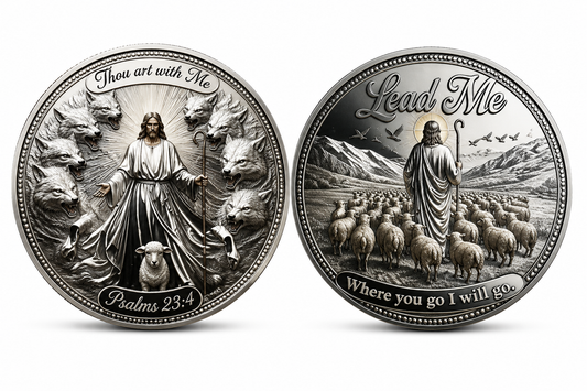 Lead Me Christian Challenge Coin • Psalm 23 Faith Gift