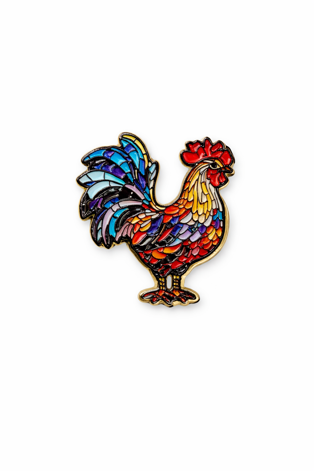 Colorful Rooster Enamel Pin – Sings the Rooster Faith Inspired Lapel Pin