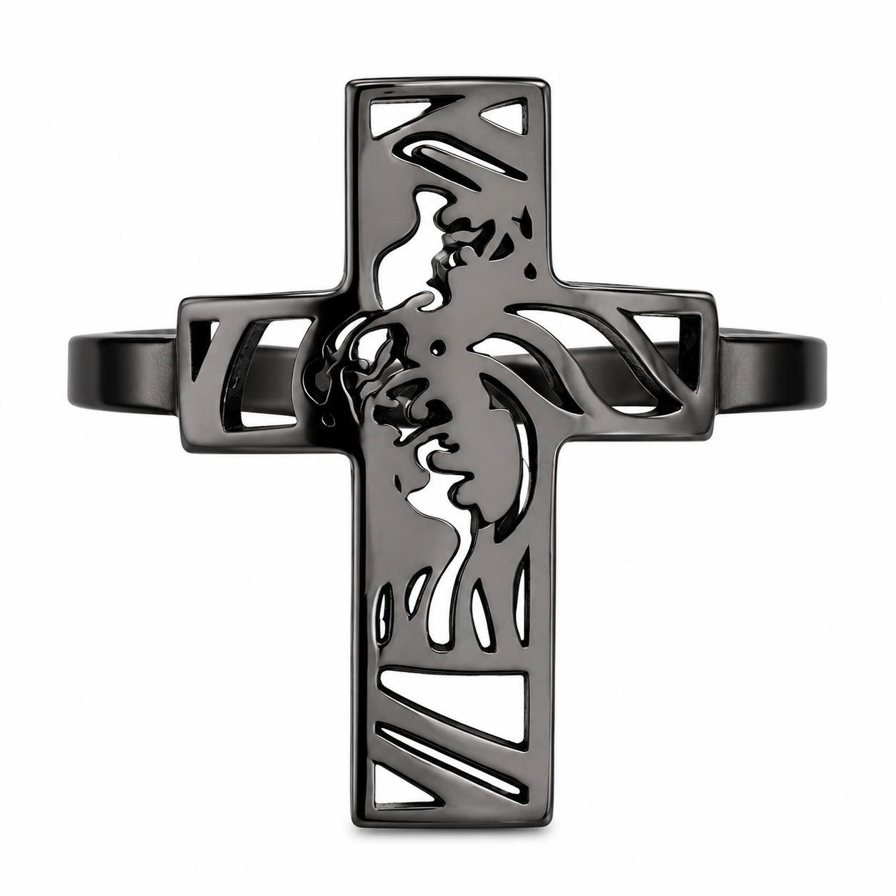 Title
Jesus Cross Ring • Modern Christian Faith Ring