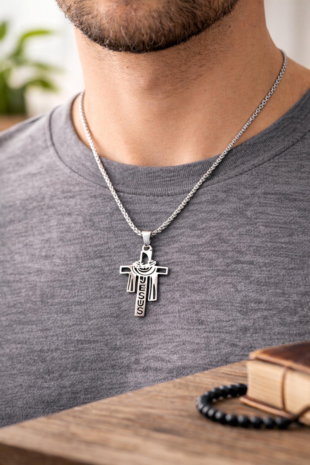 Modern Jesus Cross Necklace